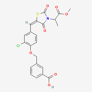 molecular formula C22H18ClNO7S B5421198 3-[(2-chloro-4-{(E)-[3-(1-methoxy-1-oxopropan-2-yl)-2,4-dioxo-1,3-thiazolidin-5-ylidene]methyl}phenoxy)methyl]benzoic acid 