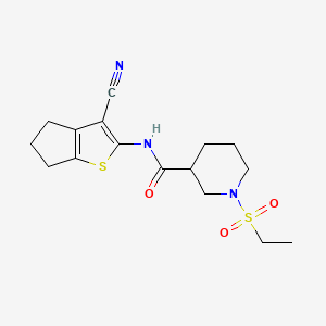 molecular formula C16H21N3O3S2 B5421205 N-(3-cyano-5,6-dihydro-4H-cyclopenta[b]thiophen-2-yl)-1-ethylsulfonylpiperidine-3-carboxamide 