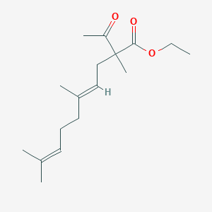 molecular formula C17H28O3 B054214 4,8-Decadienoic acid, 2-acetyl-2,5,9-trimethyl-, ethyl ester, (E)- CAS No. 125284-17-5