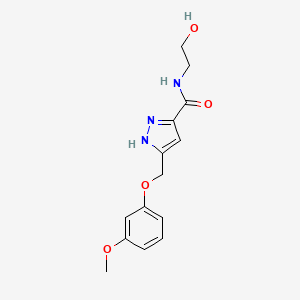 N-(2-hydroxyethyl)-5-[(3-methoxyphenoxy)methyl]-1H-pyrazole-3-carboxamide