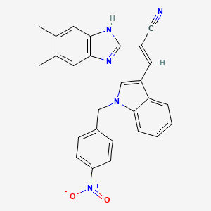 (Z)-2-(5,6-dimethyl-1H-benzimidazol-2-yl)-3-[1-[(4-nitrophenyl)methyl]indol-3-yl]prop-2-enenitrile