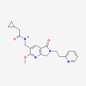 2-cyclopropyl-N-{[2-methoxy-5-oxo-6-(2-pyridin-2-ylethyl)-6,7-dihydro-5H-pyrrolo[3,4-b]pyridin-3-yl]methyl}acetamide