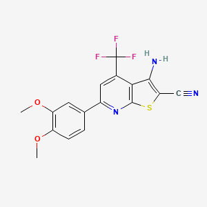 3-amino-6-(3,4-dimethoxyphenyl)-4-(trifluoromethyl)thieno[2,3-b]pyridine-2-carbonitrile