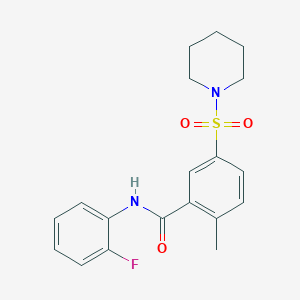 N-(2-fluorophenyl)-2-methyl-5-(1-piperidinylsulfonyl)benzamide