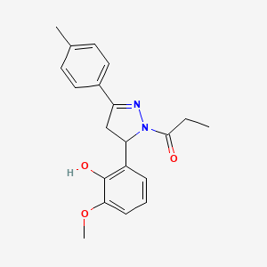 1-[3-(2-Hydroxy-3-methoxyphenyl)-5-(4-methylphenyl)-3,4-dihydropyrazol-2-yl]propan-1-one