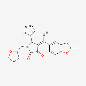 (4E)-5-(furan-2-yl)-4-[hydroxy-(2-methyl-2,3-dihydro-1-benzofuran-5-yl)methylidene]-1-(oxolan-2-ylmethyl)pyrrolidine-2,3-dione