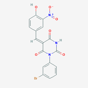 (5E)-1-(3-bromophenyl)-5-(4-hydroxy-3-nitrobenzylidene)pyrimidine-2,4,6(1H,3H,5H)-trione