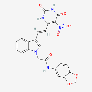 molecular formula C23H17N5O7 B5422310 N-1,3-benzodioxol-5-yl-2-{3-[2-(5-nitro-2,6-dioxo-1,2,3,6-tetrahydro-4-pyrimidinyl)vinyl]-1H-indol-1-yl}acetamide 