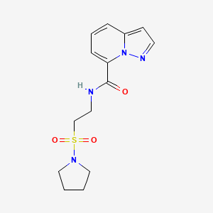 molecular formula C14H18N4O3S B5422325 N-[2-(pyrrolidin-1-ylsulfonyl)ethyl]pyrazolo[1,5-a]pyridine-7-carboxamide 