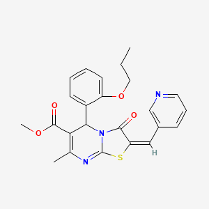 methyl 7-methyl-3-oxo-5-(2-propoxyphenyl)-2-(3-pyridinylmethylene)-2,3-dihydro-5H-[1,3]thiazolo[3,2-a]pyrimidine-6-carboxylate