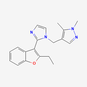 molecular formula C19H20N4O B5422810 4-{[2-(2-ethyl-1-benzofuran-3-yl)-1H-imidazol-1-yl]methyl}-1,5-dimethyl-1H-pyrazole 