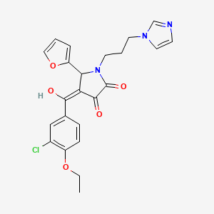 molecular formula C23H22ClN3O5 B5422869 4-(3-chloro-4-ethoxybenzoyl)-5-(2-furyl)-3-hydroxy-1-[3-(1H-imidazol-1-yl)propyl]-1,5-dihydro-2H-pyrrol-2-one 