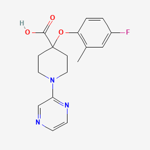 4-(4-fluoro-2-methylphenoxy)-1-pyrazin-2-ylpiperidine-4-carboxylic acid