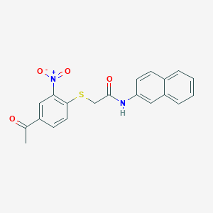 molecular formula C20H16N2O4S B5423408 2-[(4-acetyl-2-nitrophenyl)sulfanyl]-N-(naphthalen-2-yl)acetamide 