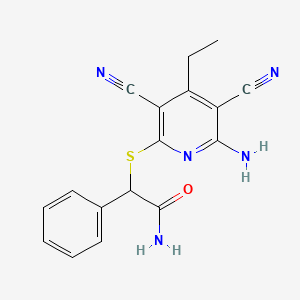 2-[(6-Amino-3,5-dicyano-4-ethylpyridin-2-yl)sulfanyl]-2-phenylacetamide