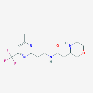 molecular formula C14H19F3N4O2 B5423564 N-{2-[4-methyl-6-(trifluoromethyl)-2-pyrimidinyl]ethyl}-2-(3-morpholinyl)acetamide hydrochloride 