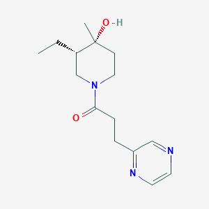 (3S*,4R*)-3-ethyl-4-methyl-1-(3-pyrazin-2-ylpropanoyl)piperidin-4-ol