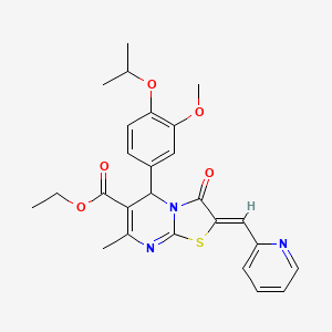 molecular formula C26H27N3O5S B5424034 ethyl 5-(4-isopropoxy-3-methoxyphenyl)-7-methyl-3-oxo-2-(2-pyridinylmethylene)-2,3-dihydro-5H-[1,3]thiazolo[3,2-a]pyrimidine-6-carboxylate 