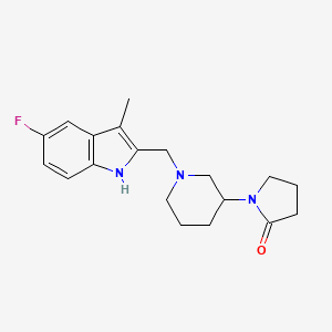 molecular formula C19H24FN3O B5424700 1-[1-[(5-fluoro-3-methyl-1H-indol-2-yl)methyl]piperidin-3-yl]pyrrolidin-2-one 