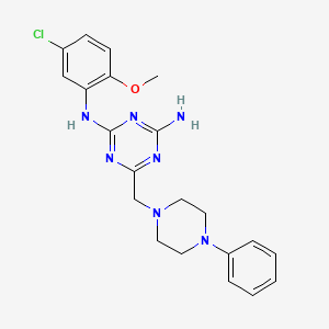 molecular formula C21H24ClN7O B5424771 N2-(5-CHLORO-2-METHOXYPHENYL)-6-[(4-PHENYLPIPERAZIN-1-YL)METHYL]-1,3,5-TRIAZINE-2,4-DIAMINE 