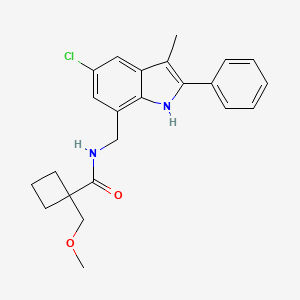 molecular formula C23H25ClN2O2 B5424983 N-[(5-chloro-3-methyl-2-phenyl-1H-indol-7-yl)methyl]-1-(methoxymethyl)cyclobutanecarboxamide 