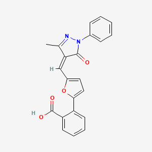 2-(5-{[(4Z)-3-Methyl-5-oxo-1-phenyl-4,5-dihydro-1H-pyrazol-4-ylidene]methyl}furan-2-YL)benzoic acid