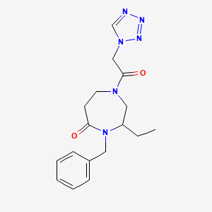 4-benzyl-3-ethyl-1-(1H-tetrazol-1-ylacetyl)-1,4-diazepan-5-one