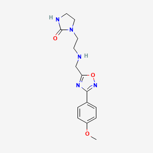 molecular formula C15H19N5O3 B5425548 1-[2-({[3-(4-methoxyphenyl)-1,2,4-oxadiazol-5-yl]methyl}amino)ethyl]-2-imidazolidinone 