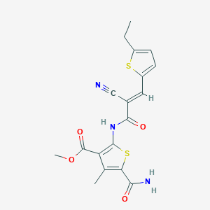 molecular formula C18H17N3O4S2 B5425587 methyl 5-(aminocarbonyl)-2-{[2-cyano-3-(5-ethyl-2-thienyl)acryloyl]amino}-4-methyl-3-thiophenecarboxylate 