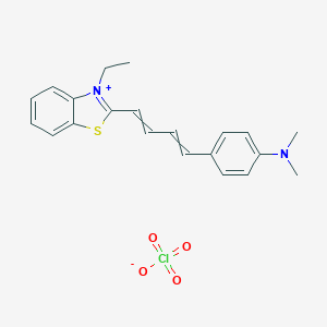 molecular formula C21H23ClN2O4S B054256 4-[4-(3-乙基-1,3-苯并噻唑-3-鎓-2-基)丁-1,3-二烯基]-N,N-二甲基苯胺；高氯酸盐 CAS No. 122168-67-6