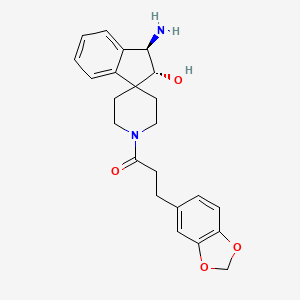 molecular formula C23H26N2O4 B5425616 1-[(1R,2R)-1-amino-2-hydroxyspiro[1,2-dihydroindene-3,4'-piperidine]-1'-yl]-3-(1,3-benzodioxol-5-yl)propan-1-one 