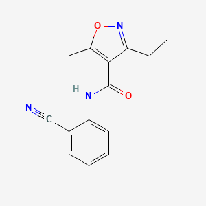 molecular formula C14H13N3O2 B5425689 N-(2-cyanophenyl)-3-ethyl-5-methyl-1,2-oxazole-4-carboxamide 