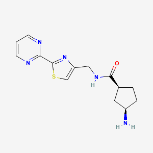 molecular formula C14H17N5OS B5425696 (1S,3R)-3-amino-N-[(2-pyrimidin-2-yl-1,3-thiazol-4-yl)methyl]cyclopentane-1-carboxamide 