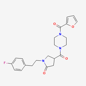 molecular formula C22H24FN3O4 B5425766 1-[2-(4-fluorophenyl)ethyl]-4-{[4-(2-furoyl)piperazin-1-yl]carbonyl}pyrrolidin-2-one CAS No. 887679-12-1