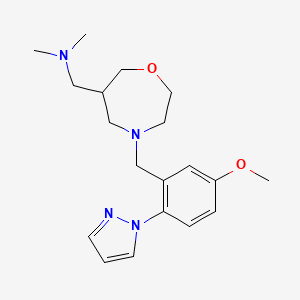 ({4-[5-methoxy-2-(1H-pyrazol-1-yl)benzyl]-1,4-oxazepan-6-yl}methyl)dimethylamine