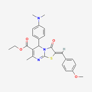 molecular formula C26H27N3O4S B5425828 ETHYL (2Z)-5-[4-(DIMETHYLAMINO)PHENYL]-2-[(4-METHOXYPHENYL)METHYLIDENE]-7-METHYL-3-OXO-2H,3H,5H-[1,3]THIAZOLO[3,2-A]PYRIMIDINE-6-CARBOXYLATE 