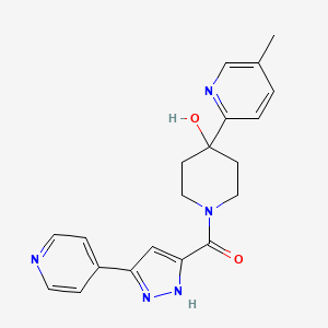 molecular formula C20H21N5O2 B5425863 4-(5-methylpyridin-2-yl)-1-[(3-pyridin-4-yl-1H-pyrazol-5-yl)carbonyl]piperidin-4-ol 