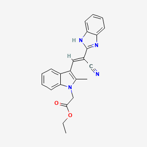 molecular formula C23H20N4O2 B5425879 ethyl {3-[2-(1H-benzimidazol-2-yl)-2-cyanovinyl]-2-methyl-1H-indol-1-yl}acetate 