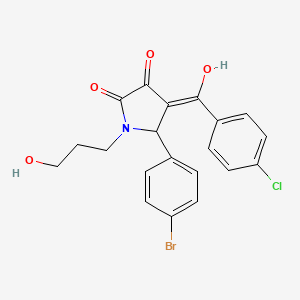 molecular formula C20H17BrClNO4 B5425899 5-(4-bromophenyl)-4-(4-chlorobenzoyl)-3-hydroxy-1-(3-hydroxypropyl)-1,5-dihydro-2H-pyrrol-2-one 