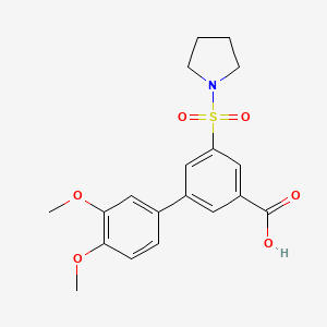 molecular formula C19H21NO6S B5425920 3',4'-dimethoxy-5-(pyrrolidin-1-ylsulfonyl)biphenyl-3-carboxylic acid 