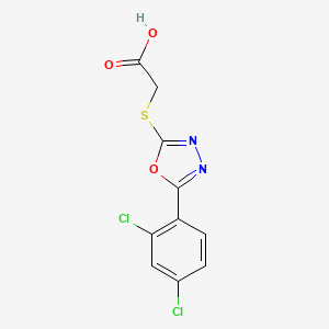 molecular formula C10H6Cl2N2O3S B5425929 2-{[5-(2,4-DICHLOROPHENYL)-1,3,4-OXADIAZOL-2-YL]SULFANYL}ACETIC ACID 