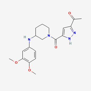 molecular formula C19H24N4O4 B5425963 1-[5-({3-[(3,4-dimethoxyphenyl)amino]-1-piperidinyl}carbonyl)-1H-pyrazol-3-yl]ethanone 