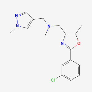 molecular formula C17H19ClN4O B5425965 1-[2-(3-chlorophenyl)-5-methyl-1,3-oxazol-4-yl]-N-methyl-N-[(1-methyl-1H-pyrazol-4-yl)methyl]methanamine 