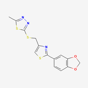 molecular formula C14H11N3O2S3 B5425967 [2-(1,3-BENZODIOXOL-5-YL)-1,3-THIAZOL-4-YL]METHYL (5-METHYL-1,3,4-THIADIAZOL-2-YL) SULFIDE 