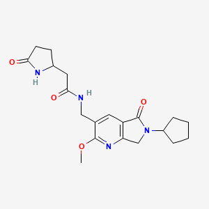 N-[(6-cyclopentyl-2-methoxy-5-oxo-6,7-dihydro-5H-pyrrolo[3,4-b]pyridin-3-yl)methyl]-2-(5-oxopyrrolidin-2-yl)acetamide