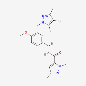 (E)-3-{3-[(4-CHLORO-3,5-DIMETHYL-1H-PYRAZOL-1-YL)METHYL]-4-METHOXYPHENYL}-1-(1,3-DIMETHYL-1H-PYRAZOL-5-YL)-2-PROPEN-1-ONE