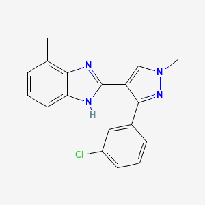 molecular formula C18H15ClN4 B5426101 2-[3-(3-chlorophenyl)-1-methyl-1H-pyrazol-4-yl]-4-methyl-1H-benzimidazole 