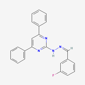 molecular formula C23H17FN4 B5426123 N-[(Z)-(3-fluorophenyl)methylideneamino]-4,6-diphenylpyrimidin-2-amine 