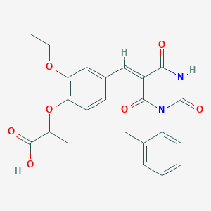 2-(2-ethoxy-4-{(Z)-[1-(2-methylphenyl)-2,4,6-trioxotetrahydropyrimidin-5(2H)-ylidene]methyl}phenoxy)propanoic acid