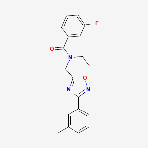 molecular formula C19H18FN3O2 B5426172 N-ethyl-3-fluoro-N-{[3-(3-methylphenyl)-1,2,4-oxadiazol-5-yl]methyl}benzamide 